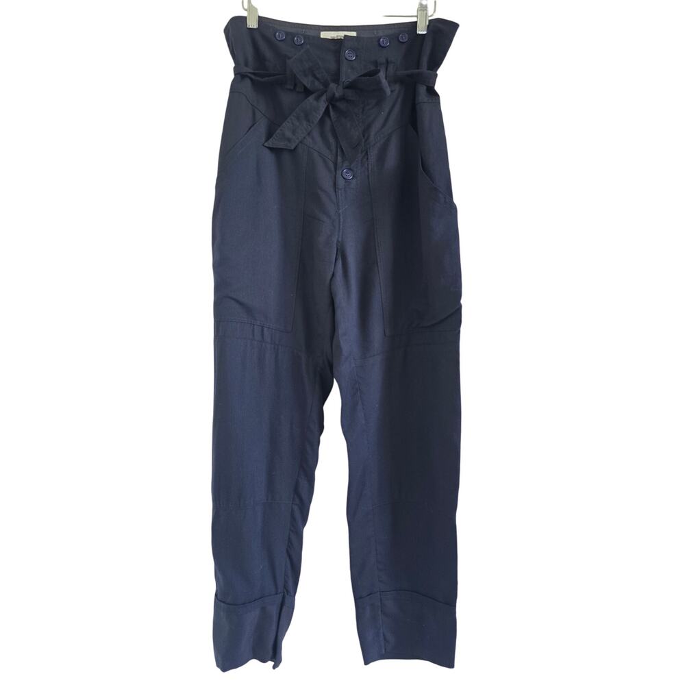 Isabel Marant Etoile Sineba Paperbag Belted Pants Navy 34/ XS (Fits like S) - Picture 2 of 10